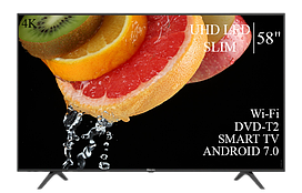 Сучасний Телевізор Hisense 58" Smart-TV/DVB-T2/USB Android 13.0 4К/UHD