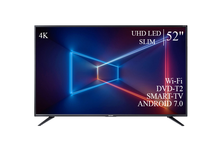 Сучасний Телевізор Sharp 52" Smart-TV ULTRA HD T2 USB Гарантія 1 РІК!