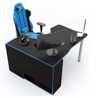Геймерський стіл ZEUS IGROK TOR ,колір чорний+ синій, фото 2