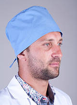 Батистовая медична шапка для чоловіків в блакитному кольорі