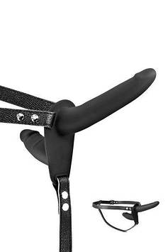 Подвійний страпон Fetish Tentation Strap-On with Double Dildo Black Bomba💣