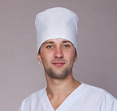 Медична шапка в білому кольорі для чоловіків матеріал коттон