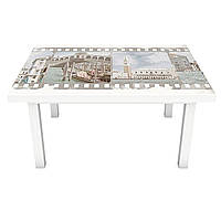Наклейка на стіл Венеція білі будинки 3Д вінілова плівка ПВХ Архітектура Бежевий 600*1200 мм