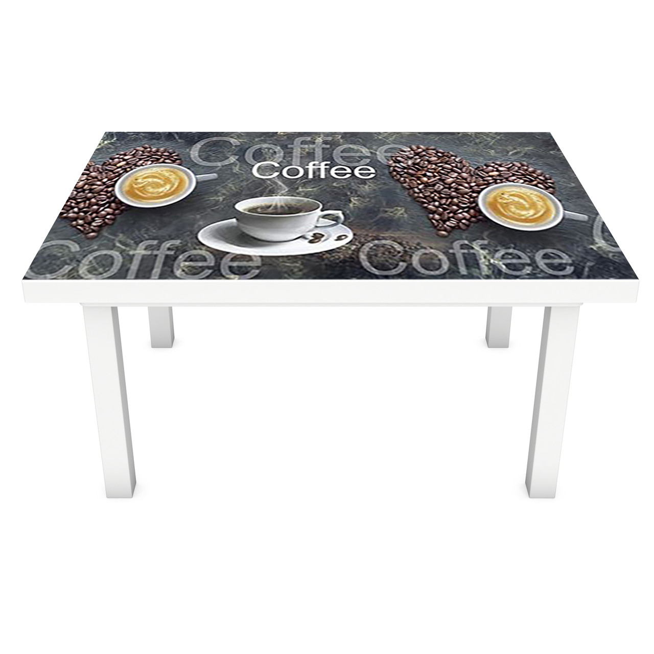 Наклейка на стіл Серце Кава 02 3Д вінілова плівка ПВХ зерна чашки Напої Сірий 600*1200 мм