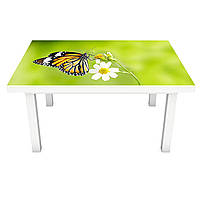 Наклейка на стол Махаон 3Д виниловая пленка ПВХ бабочка орхидея Животные Зеленый 600*1200 мм