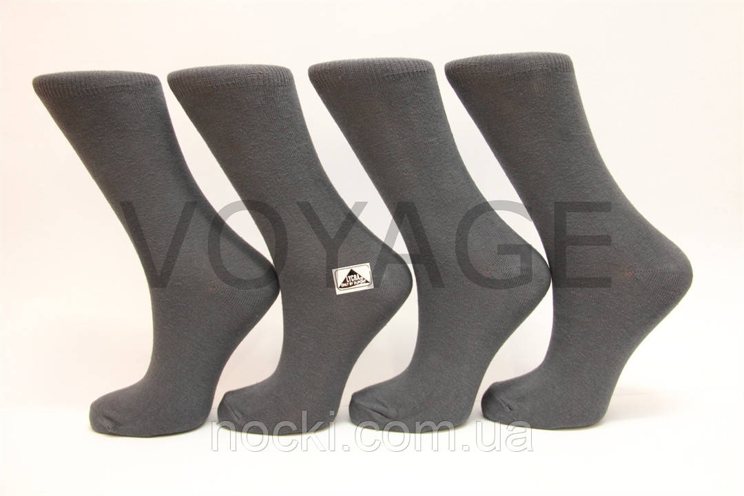 Жіночі шкарпетки високі стрейчеві гладкі Стиль 23-25 темно сірий
