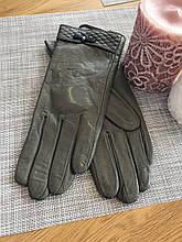 Жіночі шкіряні рукавички сірі 3-375