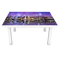 Наклейка на стол Акварельный город 3Д виниловая пленка ПВХ ночные огни Фиолетовый 600*1200 мм