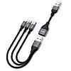 USB кабель Kaku KSC-250 3-in-1 Type-C / MicroUSB / Lightning 30см+120см - Black, фото 3