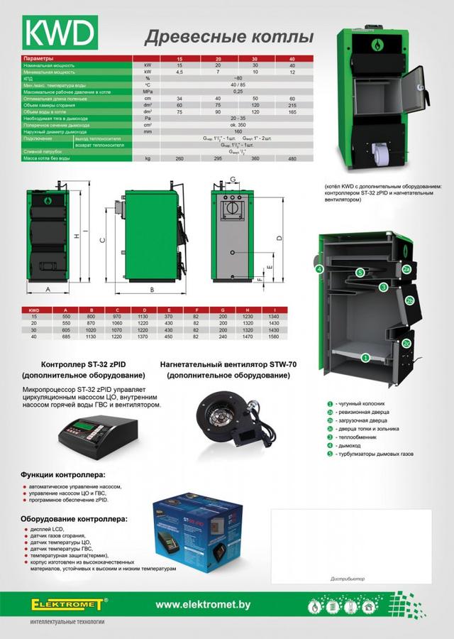 Твердотопливный котел Elektromet EKO-KWD 15