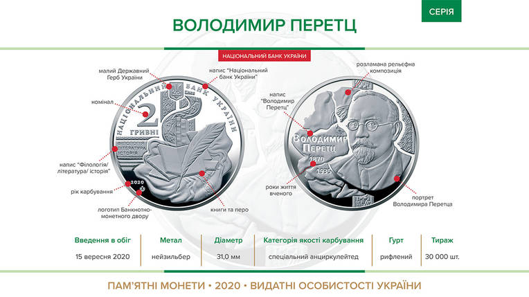Монета НБУ "Володимир Перетц", фото 3
