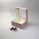 Коробка для зефіру, 150*150*60 мм, з вікном, пудра, фото 2