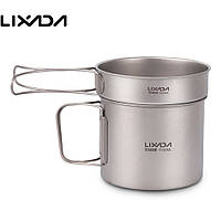 Титановый набор 2в1 сковородка + котелок Lixada CKW-1100 ml. Туристическая посуда из титана.