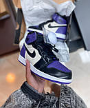 Кросівки жіночі Nike JORDAN Violet Black найк аїр джердан фіолетовий демісезон високі, фото 3