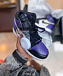 Кросівки жіночі Nike JORDAN Violet Black найк аїр джердан фіолетовий демісезон високі, фото 6