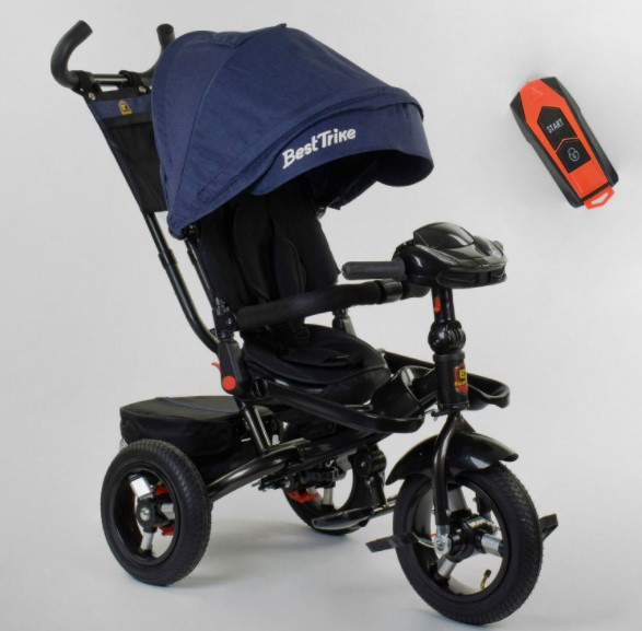 Триколісний велосипед Best Trike 6088 F — 03-108 ФАРА USB надувні колеса, складане кермо, ПУЛЬТ СВЕТ