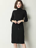 Сукня жіноча елегантне чорне з трикотажу, тепле, фото 2