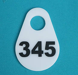 Гардеробний номерок "Груша" акриловий | жетон для гардеробу 70×50 мм, отвір 18 мм