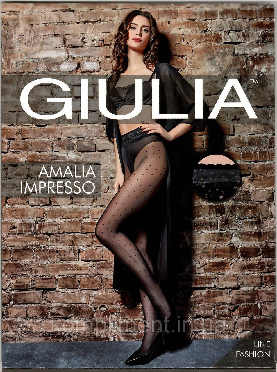 Колготки жіночі в горошок із мереживним поясом GIULIA  Amalia impresso 40 model 1, фото 1