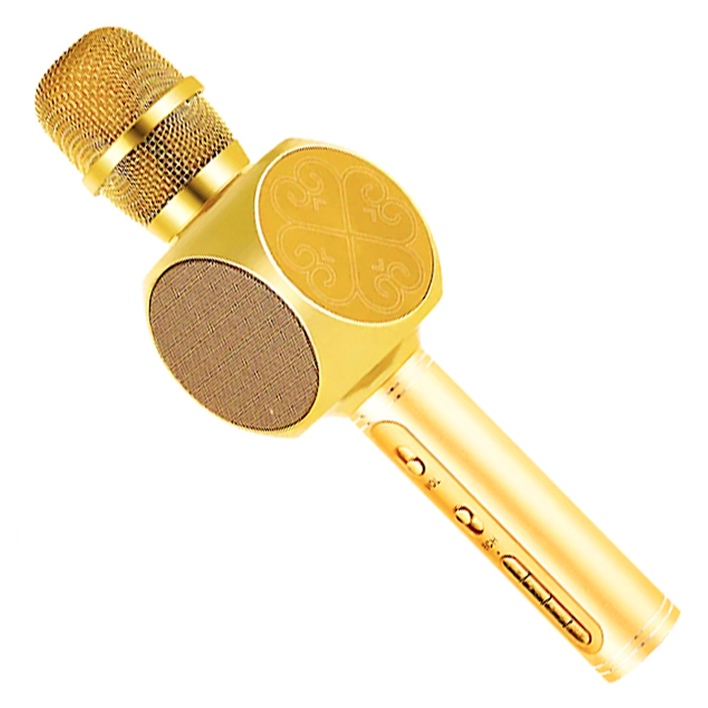 Караоке мікрофон дитячий портативний бездротової Bluetooth USB Золотий Gold Іграшка мікрофони для дітей YS-63, фото 1