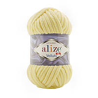 Alize VELLUTO (Веллуто) №13 светло-желтый (Пряжа велюр, нитки плюшевые для вязания)