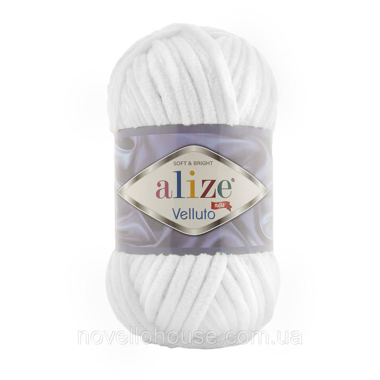 Alize VELLUTO (Веллуто) №55 білий (Пряжа велюр, нитки плюшеві для в'язання)