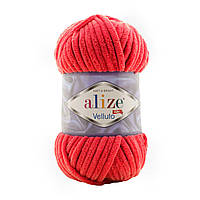 Alize VELLUTO (Веллуто) №56 красный (Пряжа велюр, нитки плюшевые для вязания)