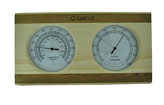 Термогігрометр Greus сосна / кедр 26х14 для лазні та сауни