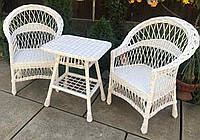 Білі меблі з 2 кріслами <unk> Мебель із лози біла <unk> меблевина плетена біла зі столом журнальним