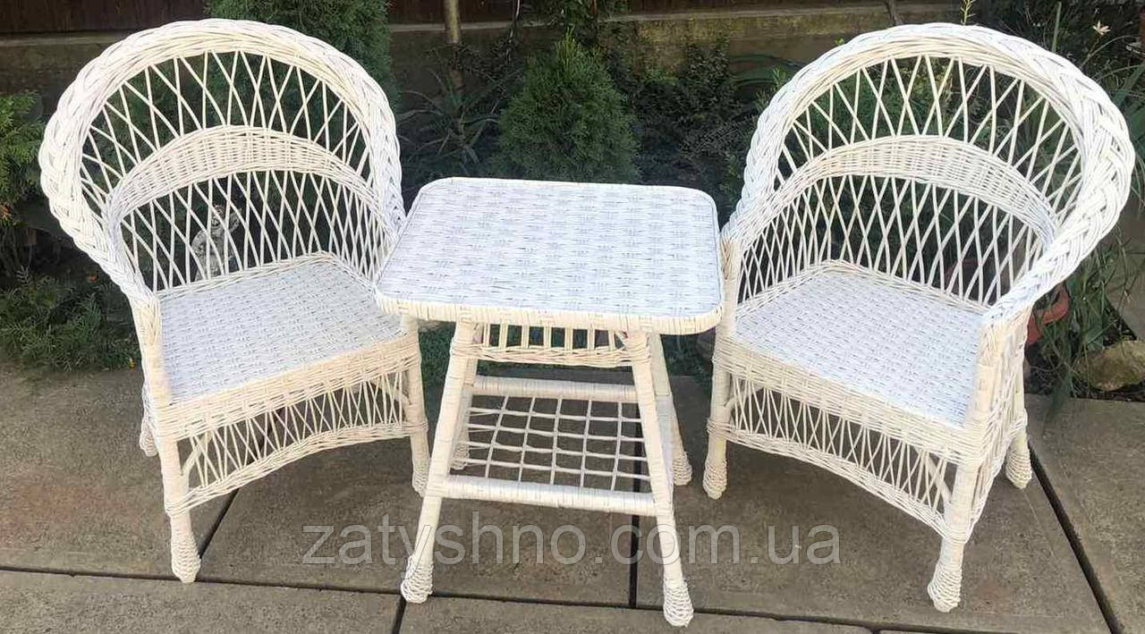 Белая мебель с 2 креслами |Мебель из лозы белая |мебель плетеная белая со столом журнальным - фото 3 - id-p1256524497
