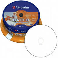 Диск DVD-R Verbatim 4.7GB 16x AZO Wide Printable Surface, саке 25