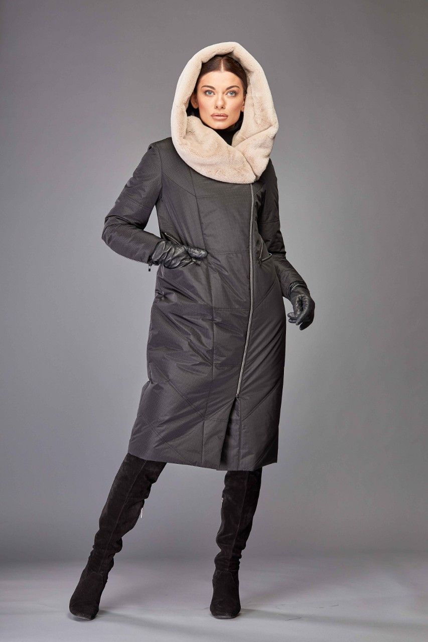 Жіночий пуховик зимовий теплий чорний з капюшоном Marshal Wolf MKMO-1