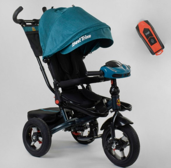 Триколісний велосипед Best Trike 6088 F — 02-940 ФАРА USB надувні колеса, складане кермо, ПУЛЬТ СВЕТ