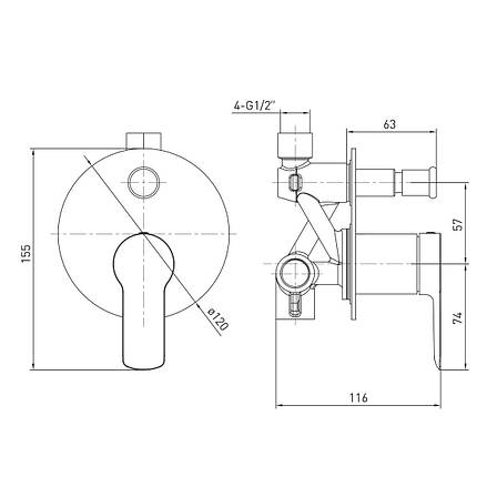 LIBRA змішувач для ванни прихованого монтажу, cromo Арт. 1521.030201, фото 2