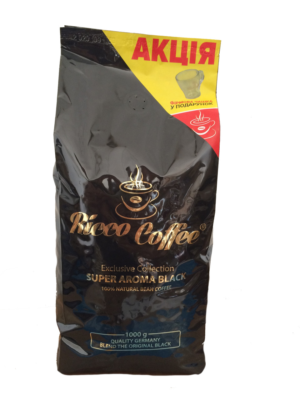 Кофе в зернах Ricco Coffee Super Aroma Black + чашка в подарок - фото 1 - id-p1256604311