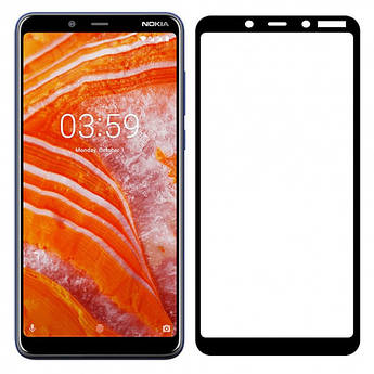 Захисне скло для Nokia 3.1 plus (Нокія 3.1 плюс) на весь екран (чорне)