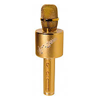 Детский микрофон для караоке беспроводной меняет голос колонки блютуз Золото Gold YS 66 Музыкальные игрушки