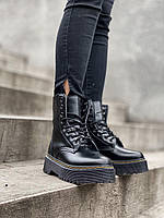 Зимние Мартинсы Жадон Блек. Женские ботинки Dr Martens Jadon Black черные С МЕХОМ