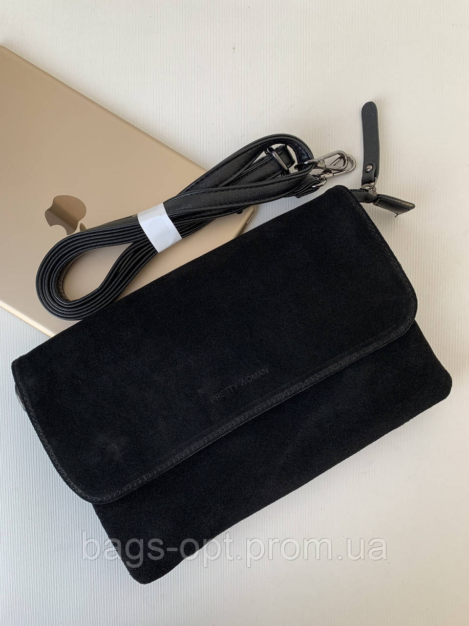 Чорний замшевий клатч сумка натуральний замш Pretty Woman Одеса 7км, фото 1