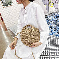 Маленькая круглая женская сумка Bali Bag коричневая