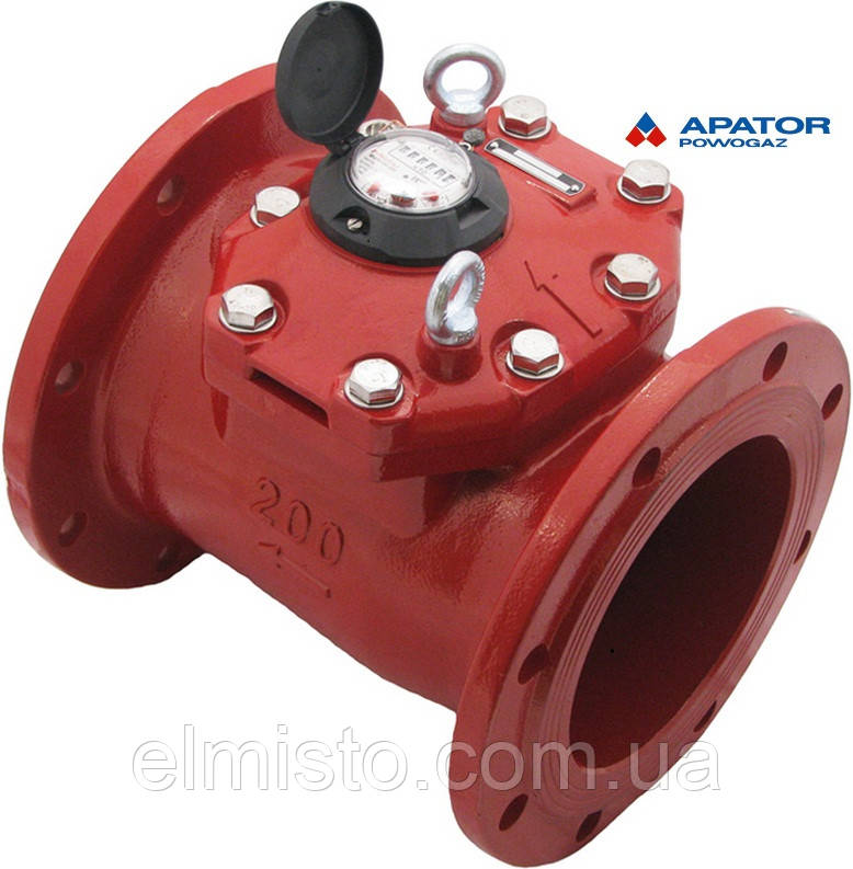 Лічильник Apator PoWoGaz MWN 130-200 (ГВ) на гарячу воду турбінний Dn 200 сухохід промисловий, фото 1