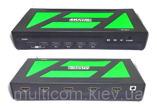 03-05-221. Multi-viewer switcher 4 HDMI входи → 1 HDMI вихід, 4K, 4 PC in with USB Control (KVM), HSV534