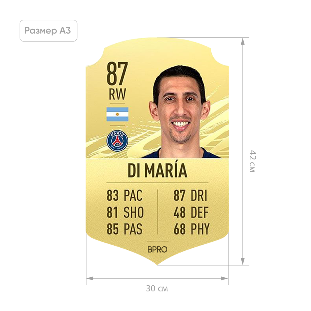 Футбольная карточка Анхель Ді Марія Анхель Ди Мария Ángel Di María FIFA ULTIMATE TEAM (FUT) A3 (30x42см)