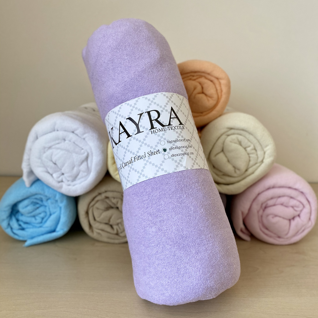 Махрове простирадло на гумці 160*200+25см Колір - Бузковий, фото 1