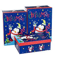 Коробка новорічна "Пингвинчик" (3 розміри)