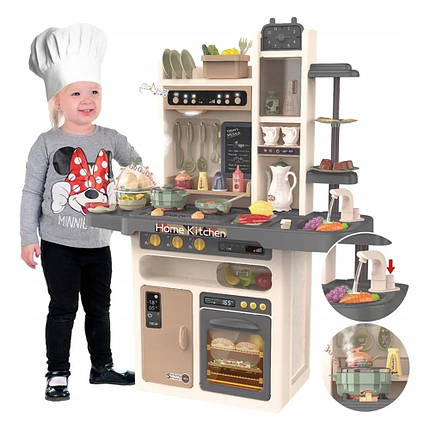 Дитяча інтерактивна кухня з водою та парою висота 93 см Mega Kitchen сіра (MK889-211), фото 1