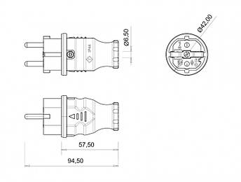 Вилка кабельна каучукова пряма 1P+N+E BEMIS 220-250В 16А IP44, BK1-1402-2011, фото 3