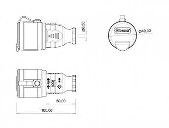 Розетка силова каучукова переносна з кришкою BEMIS 1P + N + E 220-250В 16А, IP44, BK1-1402-2311, фото 2