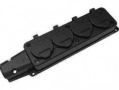 Розетка настінна каучукова четверна з кришкою BEMIS 1P + N + E 220-250В 16А IP54, ВК1-1402-3614