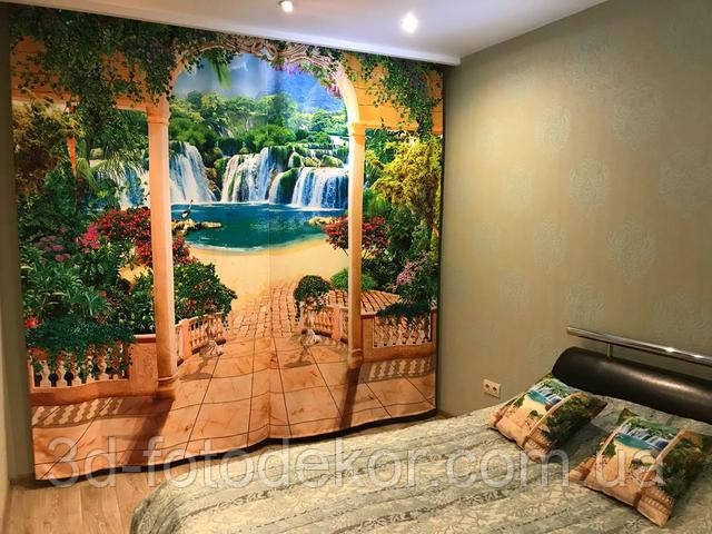 штори з фото водоспадів в інтер'єрі фото штори з водоспадами в інтер'єрі